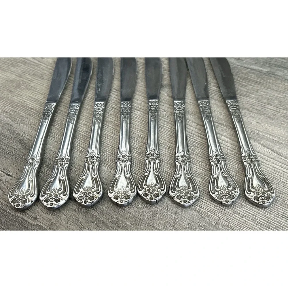 Stanley Roberts Rogers Knives Stainless Valentine Set Of 8 Pierced‎ 8.5